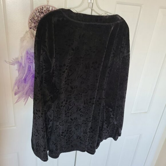 Y2K Velvet Floral Tunic 3X Jaclyn Smith Goth Romantic Top Made in USA - Picture 3 of 8